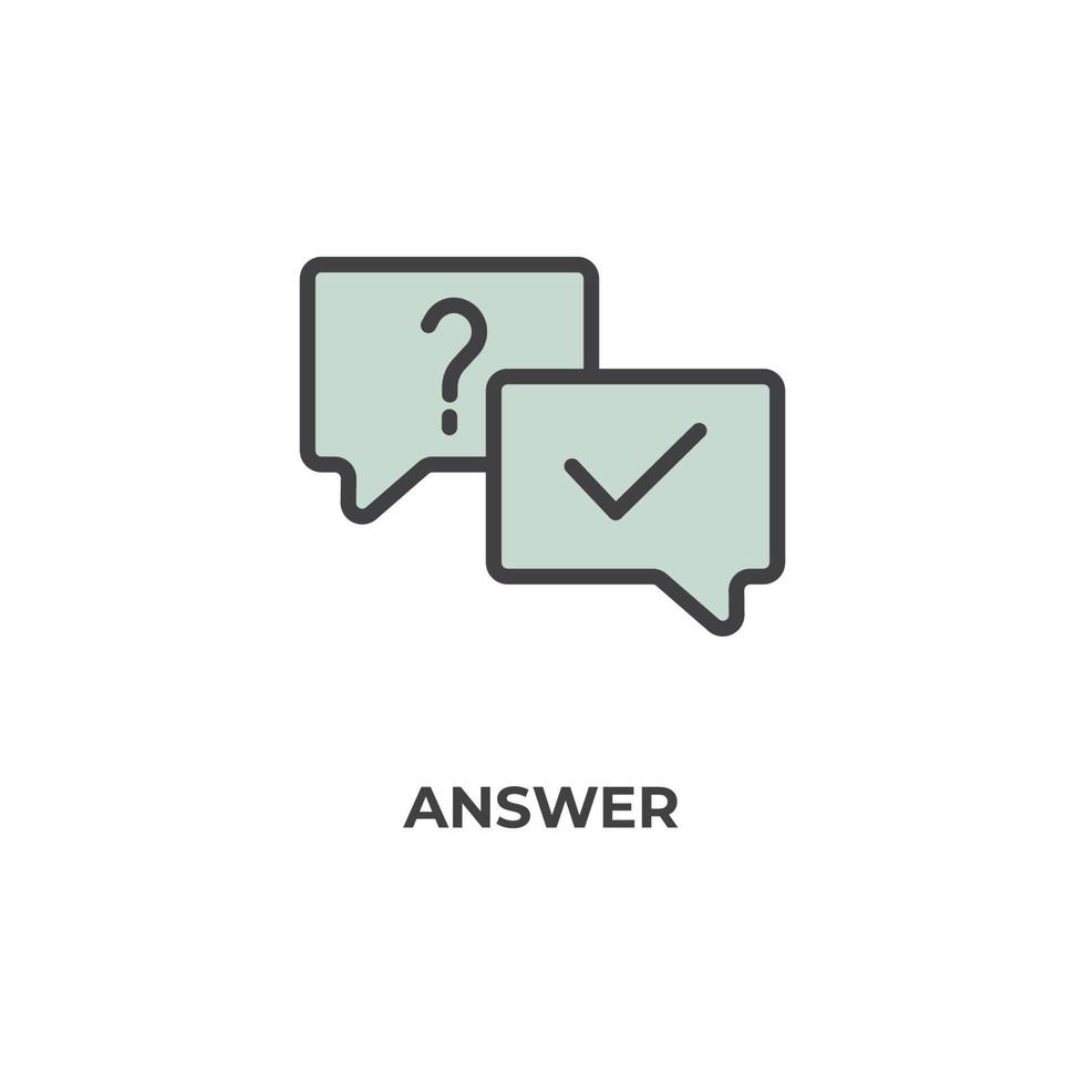 Vector sign of answer symbol is isolated on a white background. icon color editable.