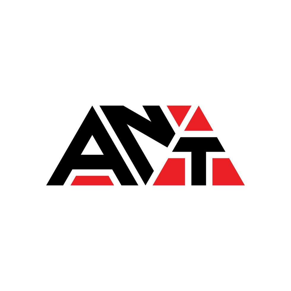 ANT triangle letter logo design with triangle shape. ANT triangle logo design monogram. ANT triangle vector logo template with red color. ANT triangular logo Simple, Elegant, and Luxurious Logo. ANT