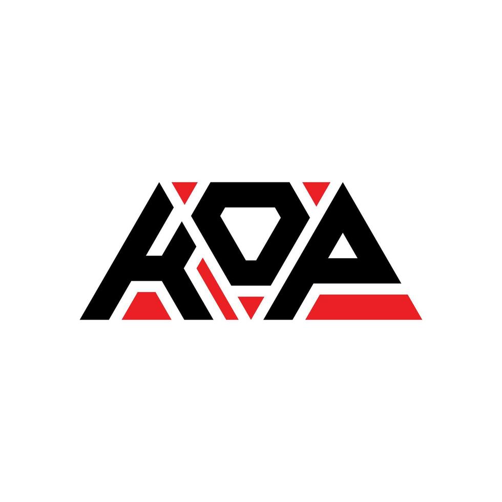 diseño de logotipo de letra triangular kop con forma de triángulo. monograma de diseño del logotipo del triángulo kop. plantilla de logotipo de vector de triángulo kop con color rojo. logotipo triangular kop logotipo simple, elegante y lujoso. kop