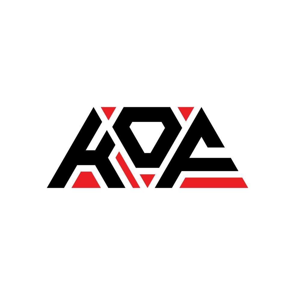 diseño de logotipo de letra triangular kof con forma de triángulo. monograma de diseño del logotipo del triángulo kof. plantilla de logotipo de vector de triángulo kof con color rojo. logotipo triangular kof logotipo simple, elegante y lujoso. kof