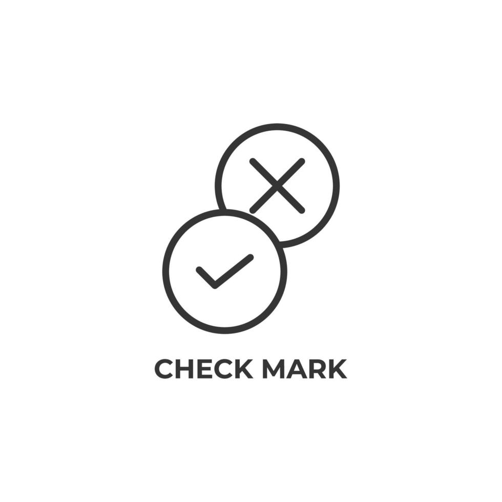 Vector sign of check mark symbol is isolated on a white background. icon color editable.