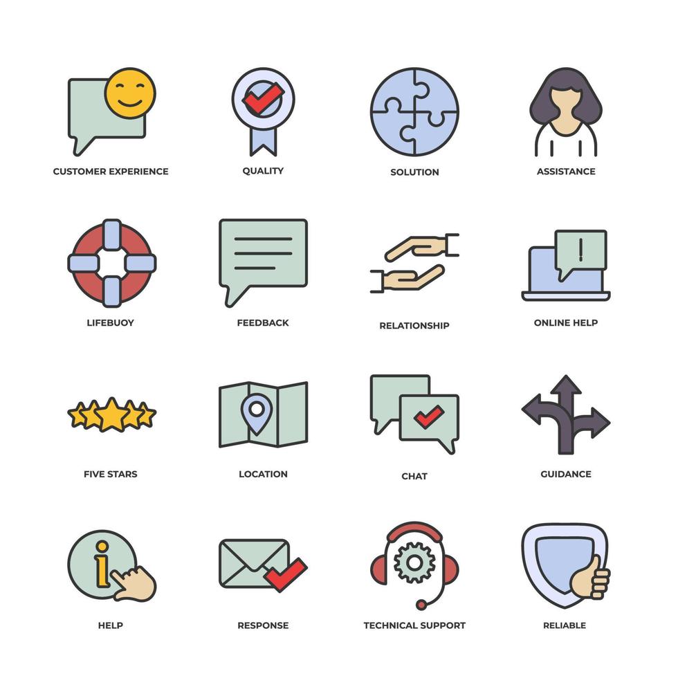 Customer Service set icon, isolated Customer Service set sign icon, icon color editable. vector illustration
