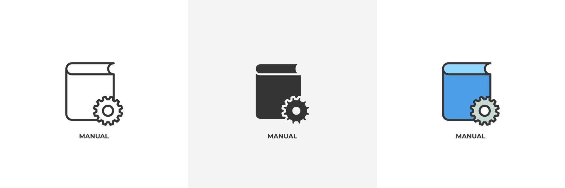 manual icon. Line, solid and filled outline colorful version, outline and filled vector sign. Idea Symbol, logo illustration. Vector graphics