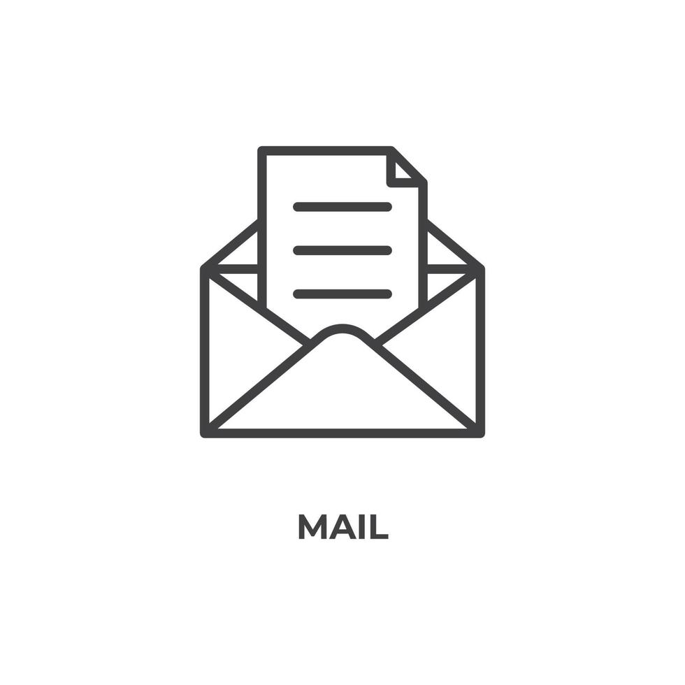 Vector sign of mail symbol is isolated on a white background. icon color editable.