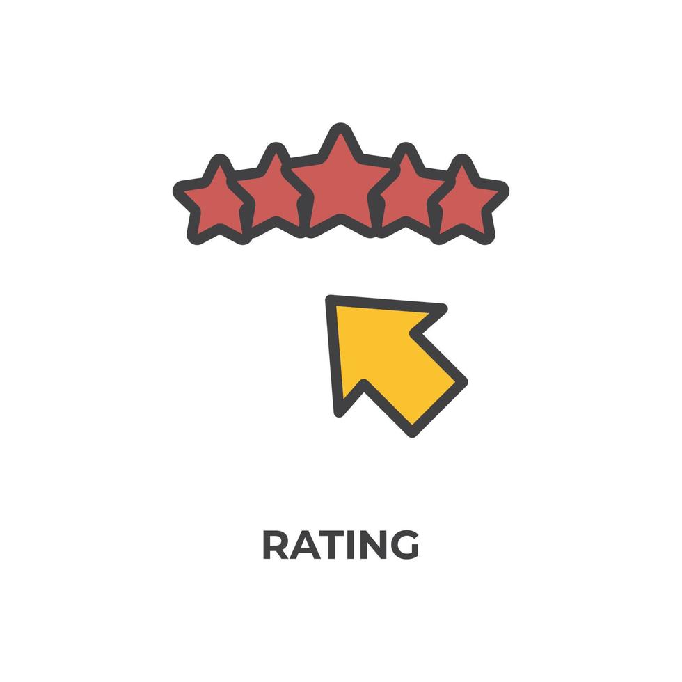 Vector sign of rating symbol is isolated on a white background. icon color editable.