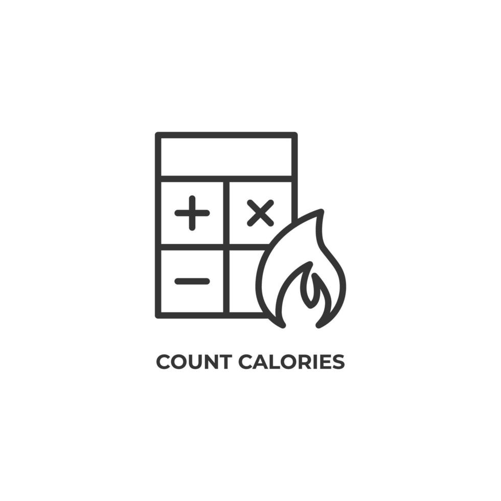 Vector sign of count calories symbol is isolated on a white background. icon color editable.