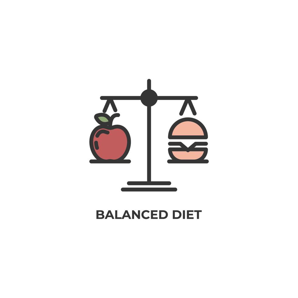 icono de vector de dieta equilibrada. Ilustración de vector de diseño plano colorido. gráficos vectoriales