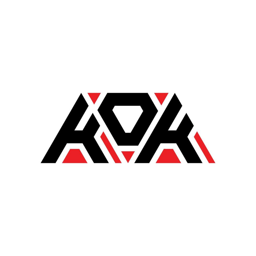 KOK triangle letter logo design with triangle shape. KOK triangle logo design monogram. KOK triangle vector logo template with red color. KOK triangular logo Simple, Elegant, and Luxurious Logo. KOK