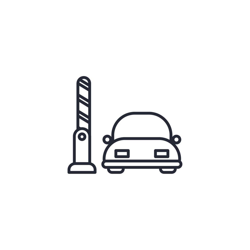 el signo vectorial del símbolo automático de la barrera del coche está aislado en un fondo blanco. color de icono de barrera de coche automática editable. vector