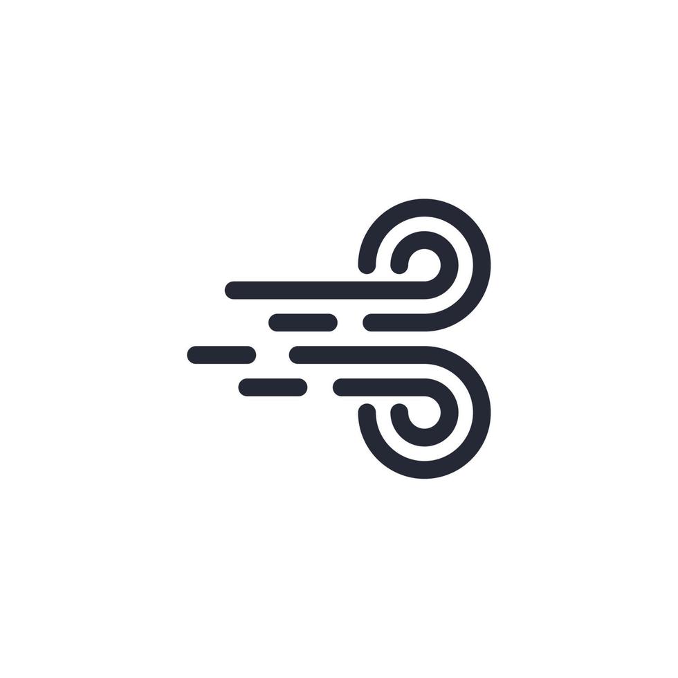 Vector sign of the wind symbol is isolated on a white background. wind icon color editable.