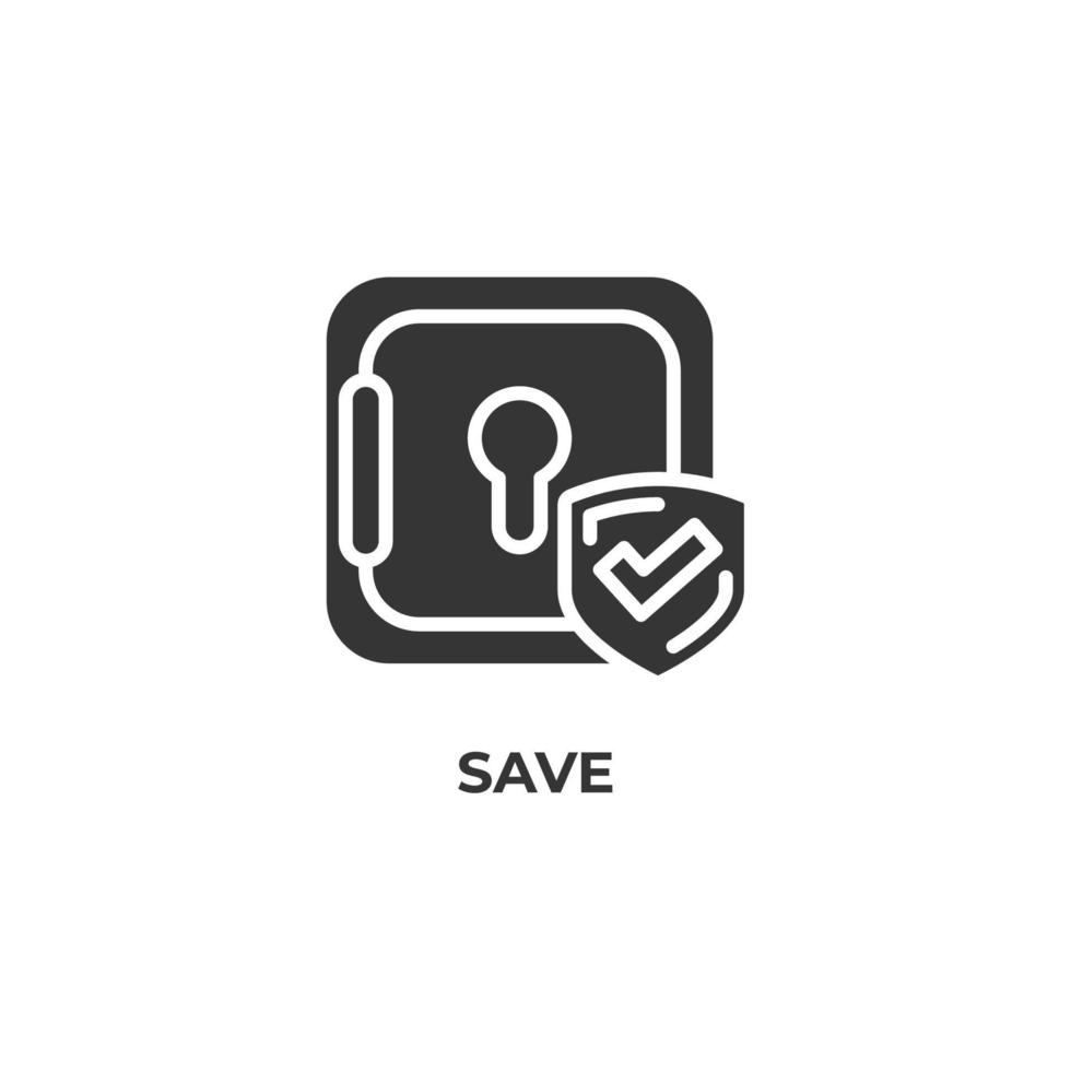 Vector sign of save symbol is isolated on a white background. icon color editable.