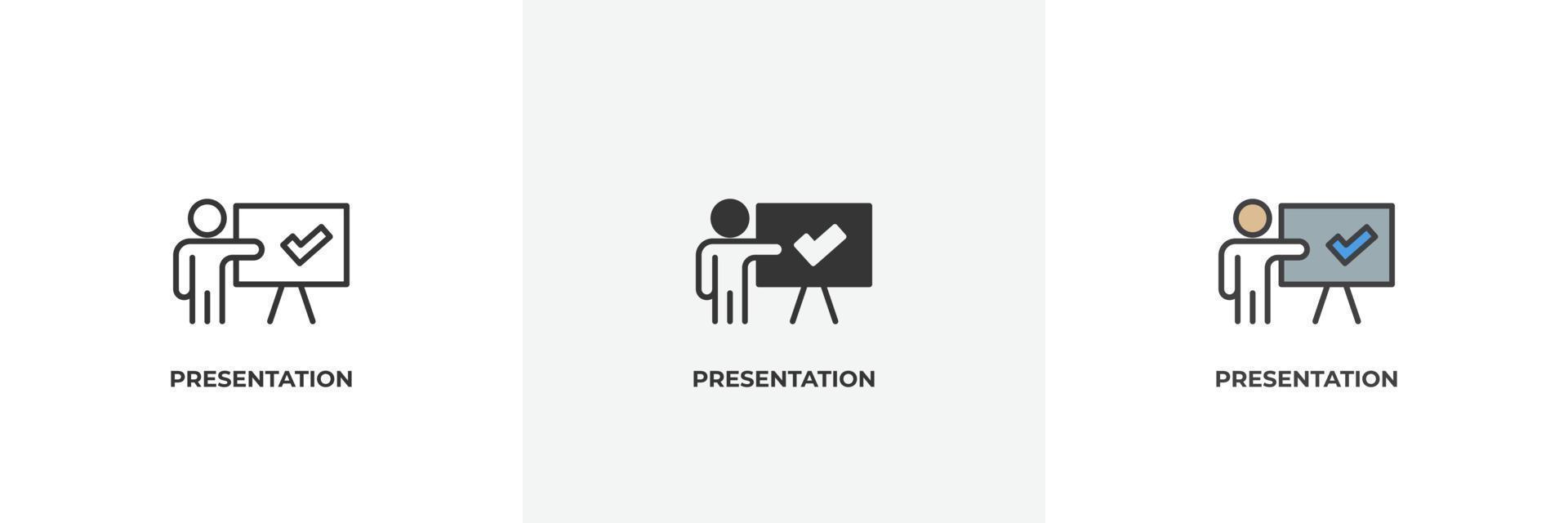 presentation icon. Line, solid and filled outline colorful version, outline and filled vector sign. Idea Symbol, logo illustration. Vector graphics