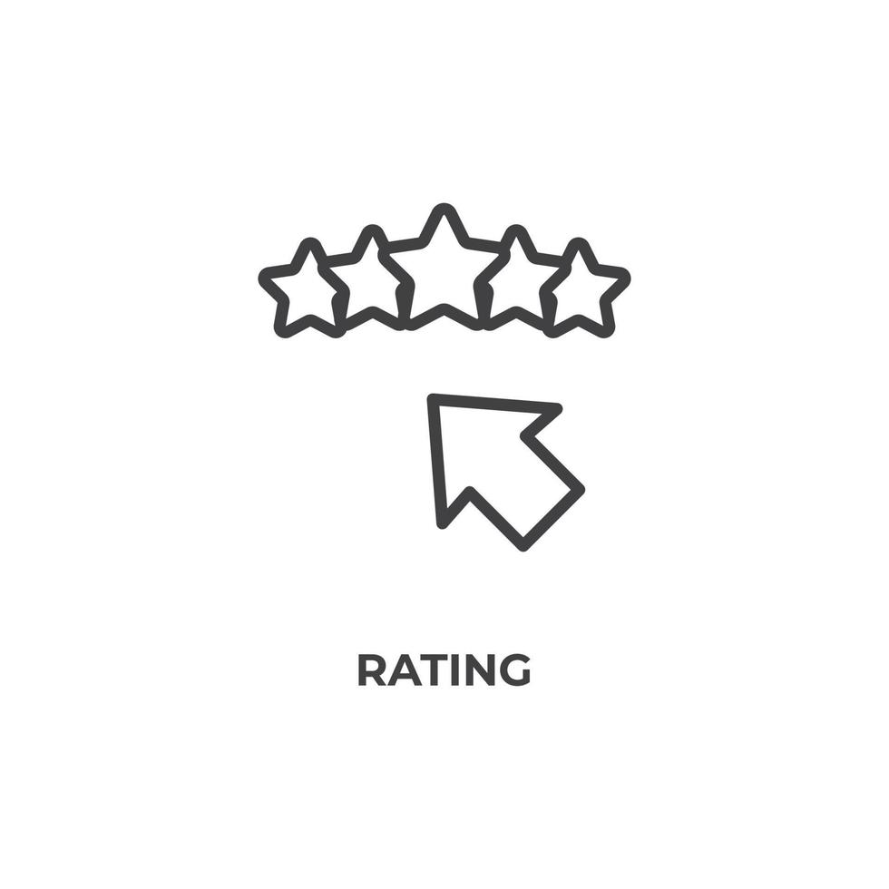 Vector sign of rating symbol is isolated on a white background. icon color editable.
