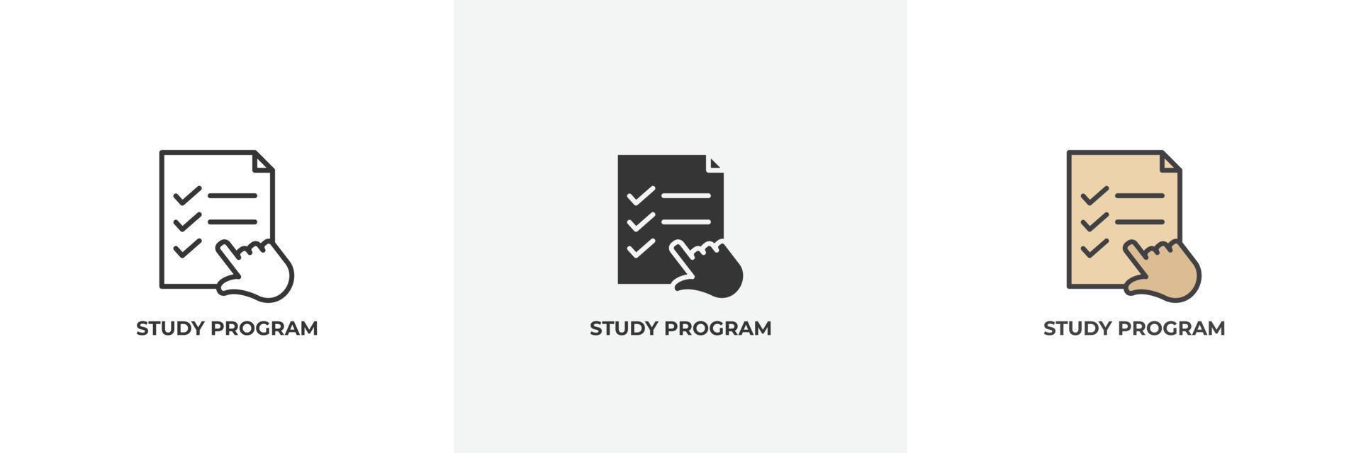 study program icon. Line, solid and filled outline colorful version ...