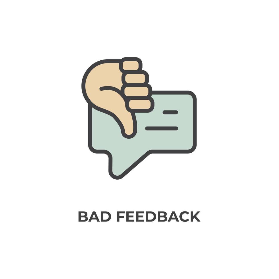 Vector sign of bad feedback symbol is isolated on a white background. icon color editable.