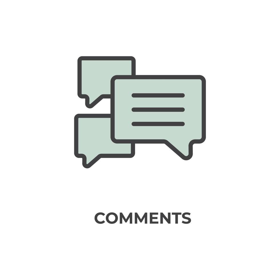 Vector sign of comments symbol is isolated on a white background. icon color editable.