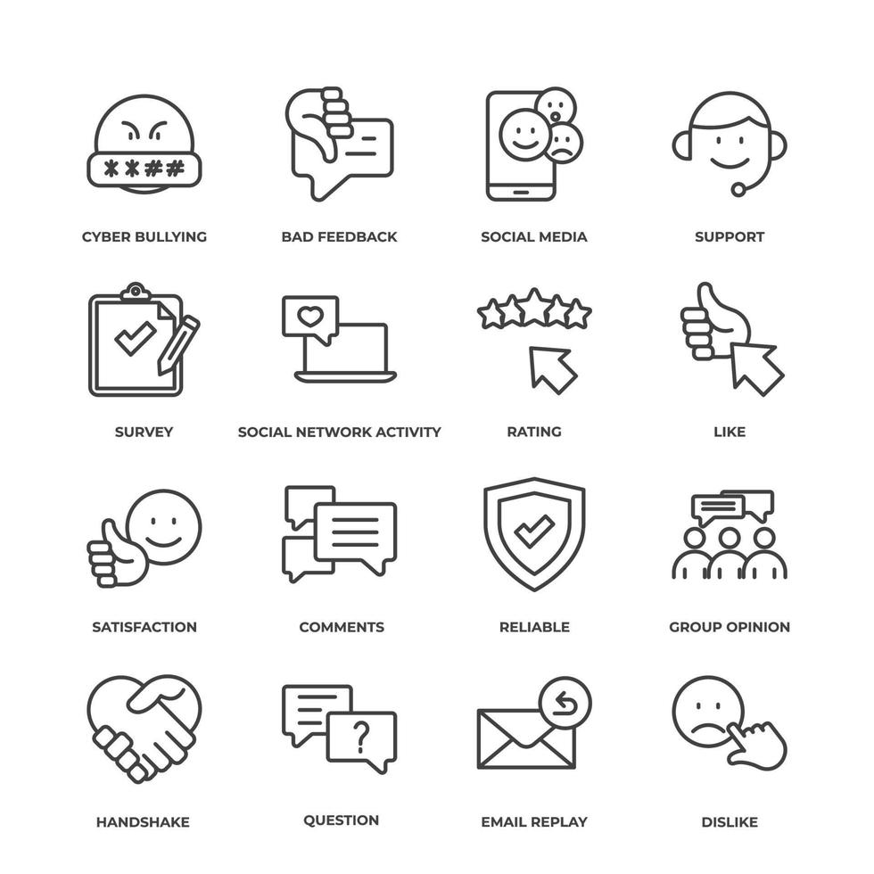 Feedback set icon, isolated Feedback set sign icon, icon color editable. vector illustration