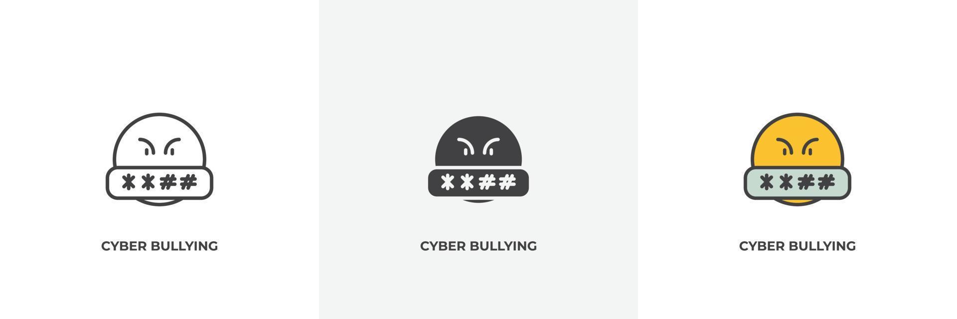 cyber bullying icon. Line, solid and filled outline colorful version, outline and filled vector sign. Idea Symbol, logo illustration. Vector graphics