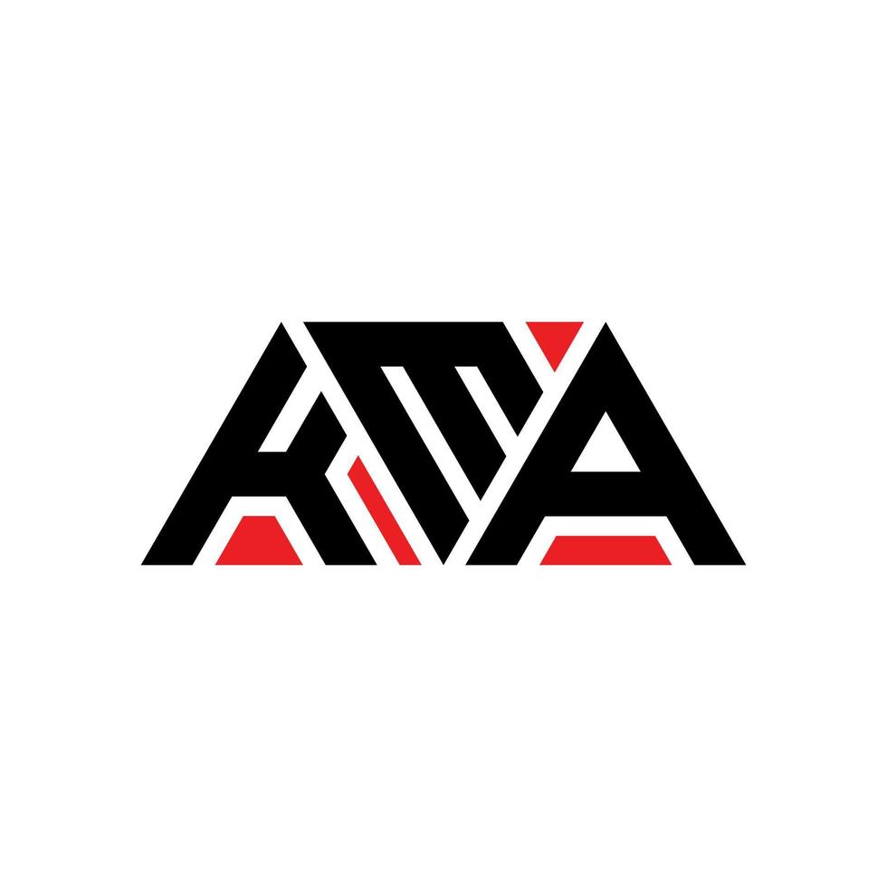 KMA triangle letter logo design with triangle shape. KMA triangle logo design monogram. KMA triangle vector logo template with red color. KMA triangular logo Simple, Elegant, and Luxurious Logo. KMA