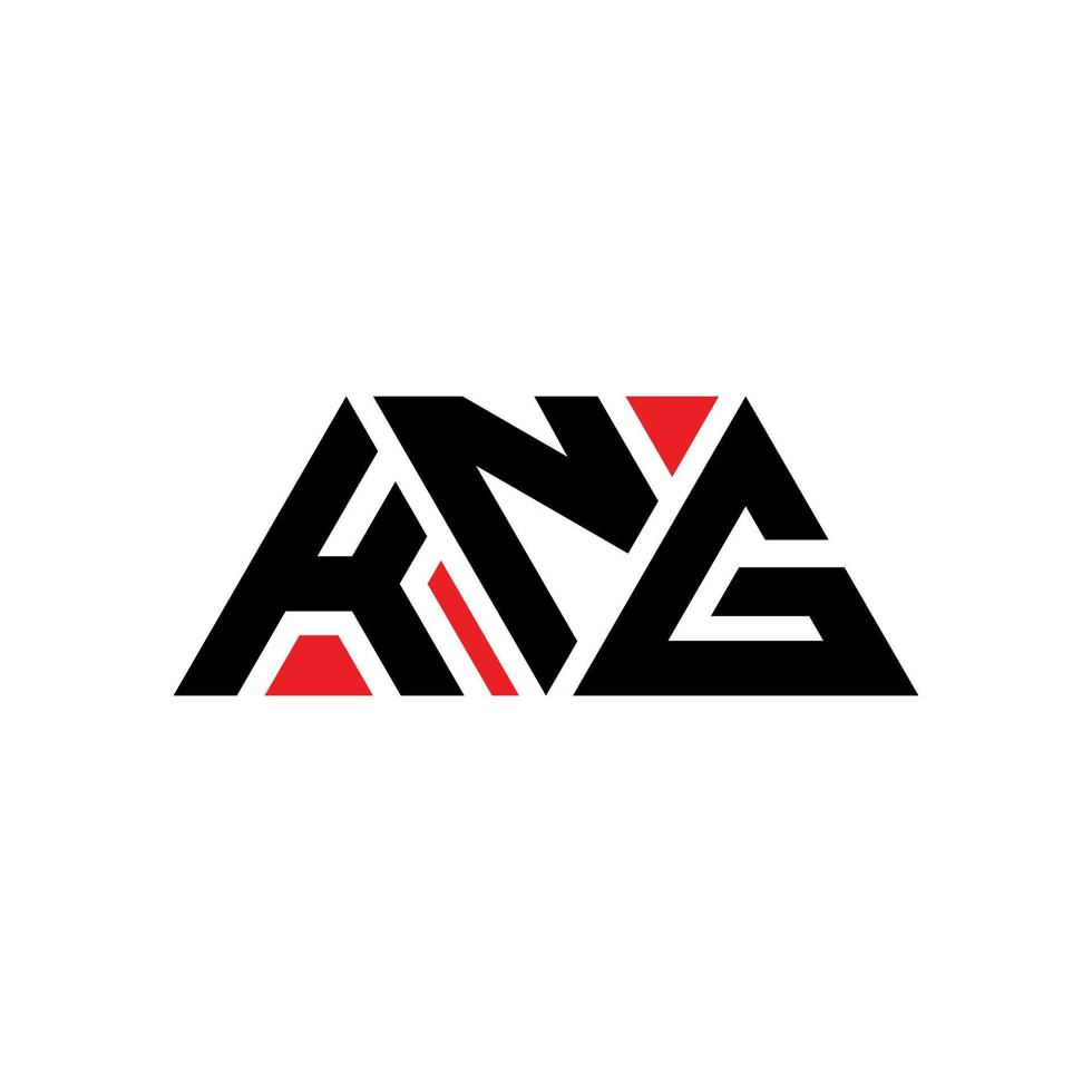 KNG triangle letter logo design with triangle shape. KNG triangle logo design monogram. KNG triangle vector logo template with red color. KNG triangular logo Simple, Elegant, and Luxurious Logo. KNG