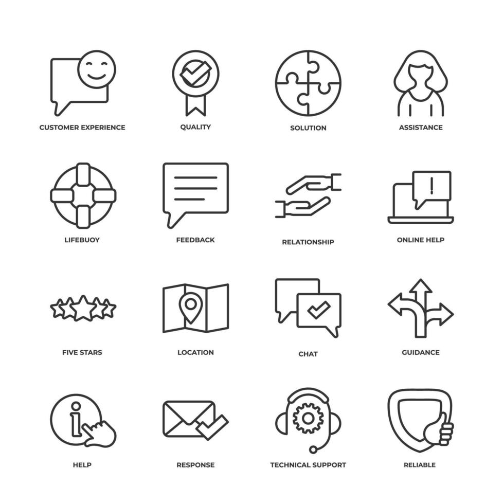 icono de conjunto de servicio al cliente, icono de signo de conjunto de servicio al cliente aislado, color de icono editable. ilustración vectorial vector