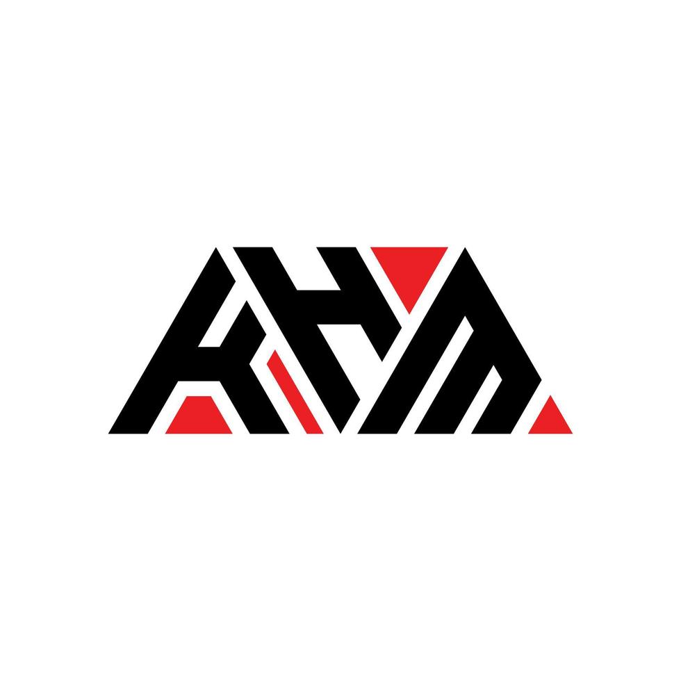 KHM triangle letter logo design with triangle shape. KHM triangle logo design monogram. KHM triangle vector logo template with red color. KHM triangular logo Simple, Elegant, and Luxurious Logo. KHM
