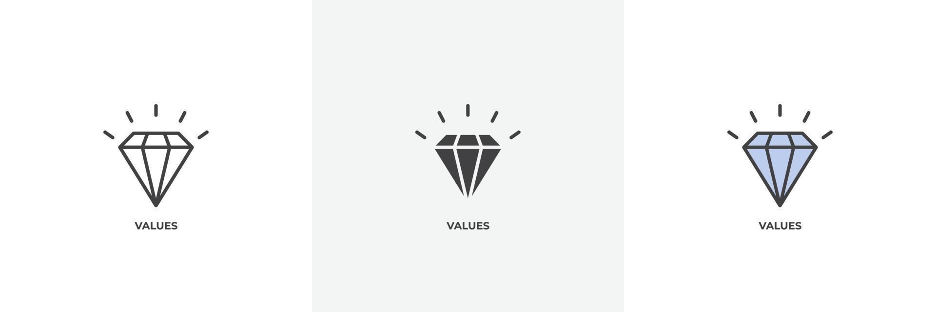 icono de valores. línea, versión en color de contorno sólido y relleno, contorno y signo de vector relleno. símbolo de idea, ilustración de logotipo. gráficos vectoriales