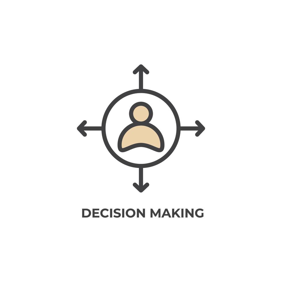 Vector sign of decision making symbol is isolated on a white background. icon color editable.