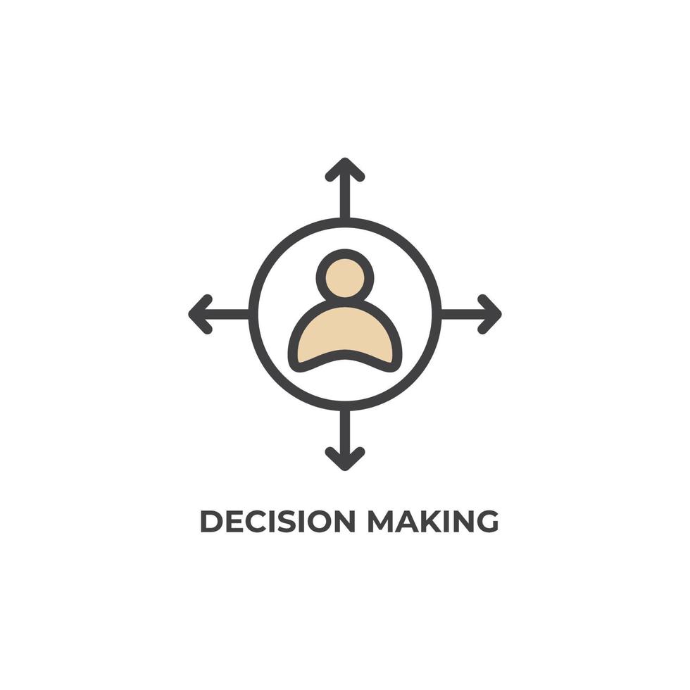 Vector sign of decision making symbol is isolated on a white background. icon color editable.