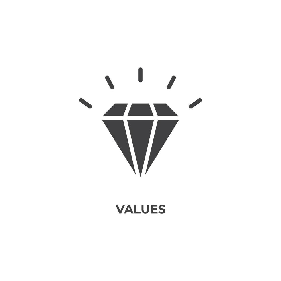 Vector sign of values symbol is isolated on a white background. icon color editable.