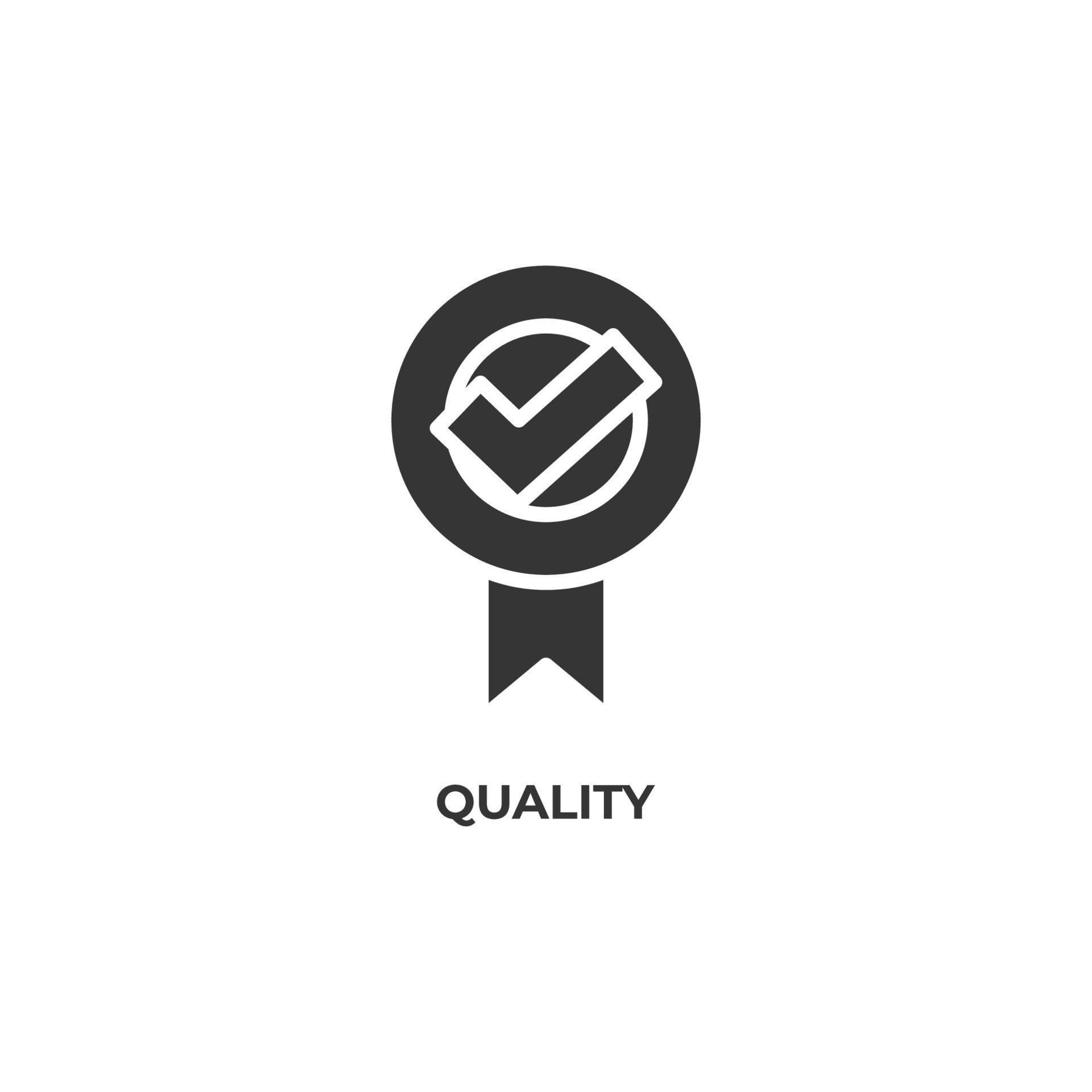 Vector sign of quality symbol is isolated on a white background. icon