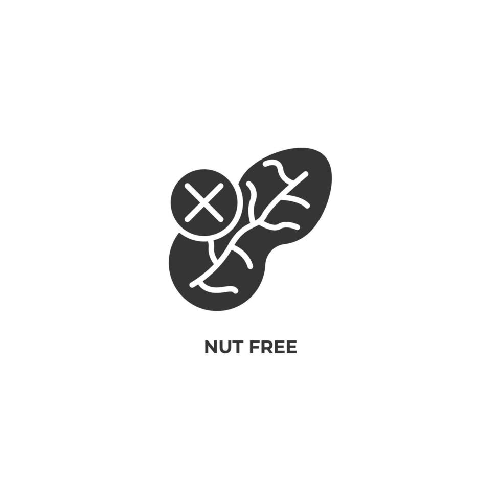 Vector sign of nut free symbol is isolated on a white background. icon color editable.