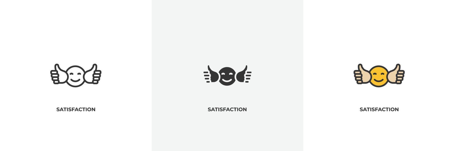 satisfaction icon. Line, solid and filled outline colorful version, outline and filled vector sign. Idea Symbol, logo illustration. Vector graphics
