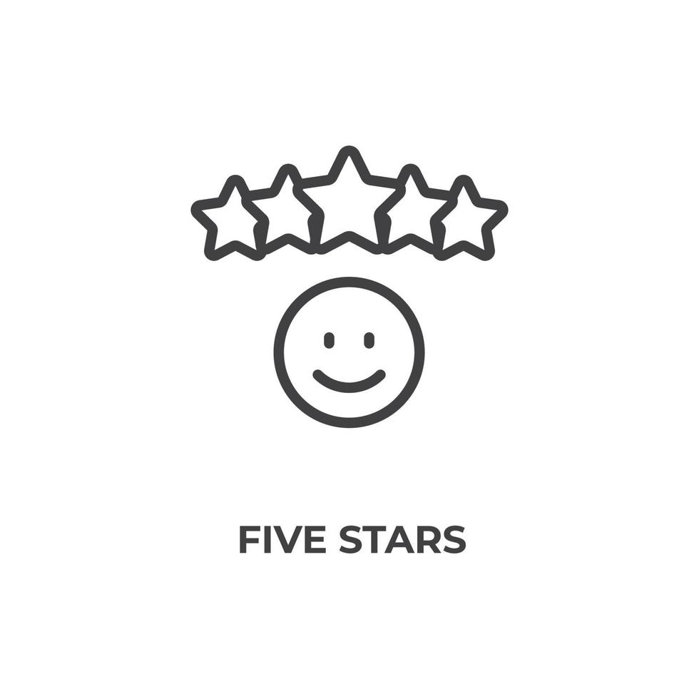 Vector sign of five stars symbol is isolated on a white background. icon color editable.
