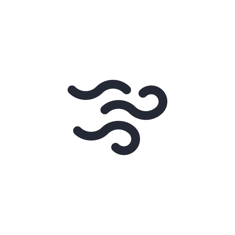 Vector sign of the wind symbol is isolated on a white background. wind icon color editable.