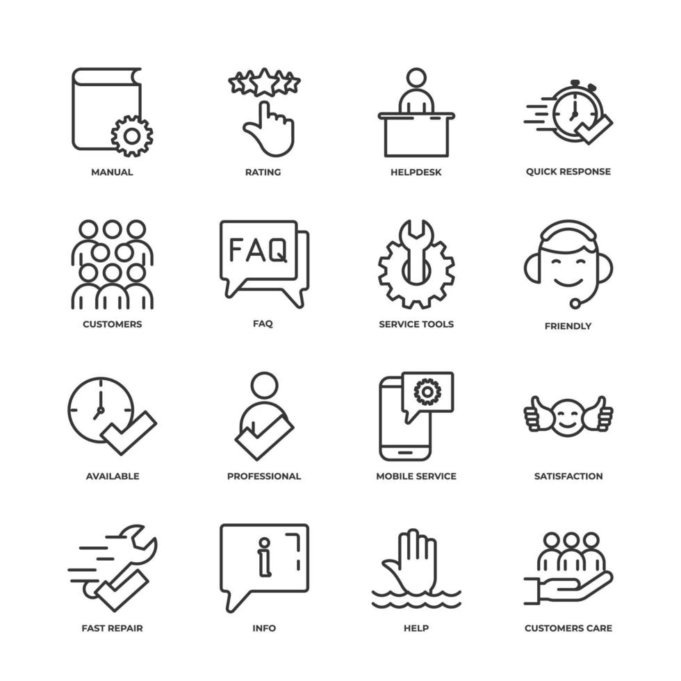 Customer Service set icon, isolated Customer Service set sign icon, icon color editable. vector illustration