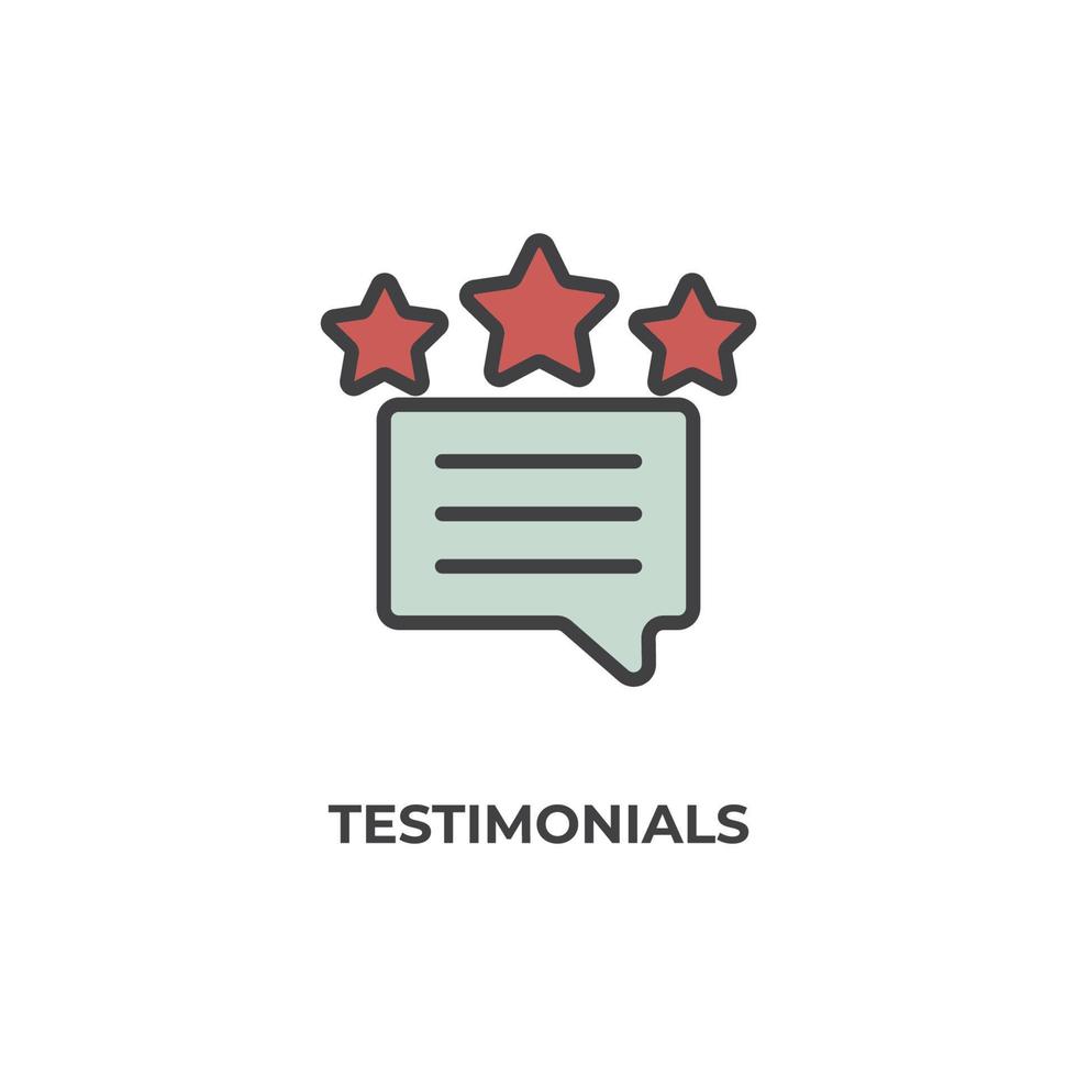 Vector sign of testimonials symbol is isolated on a white background. icon color editable.