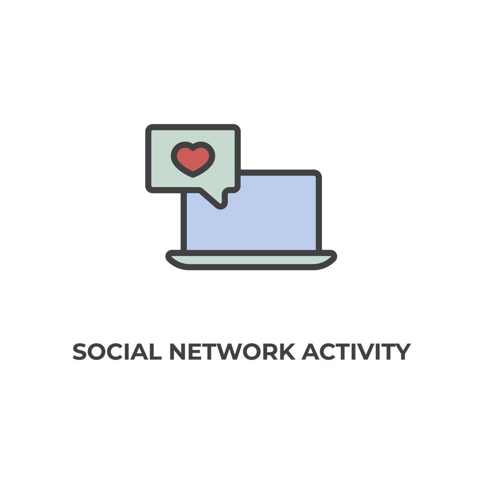 Vector sign of social network activity symbol is isolated on a white background. icon color editable.