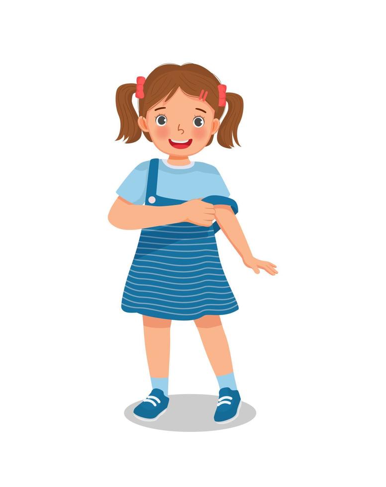 Cute little girl wearing clothes get dressed daily routine activity vector