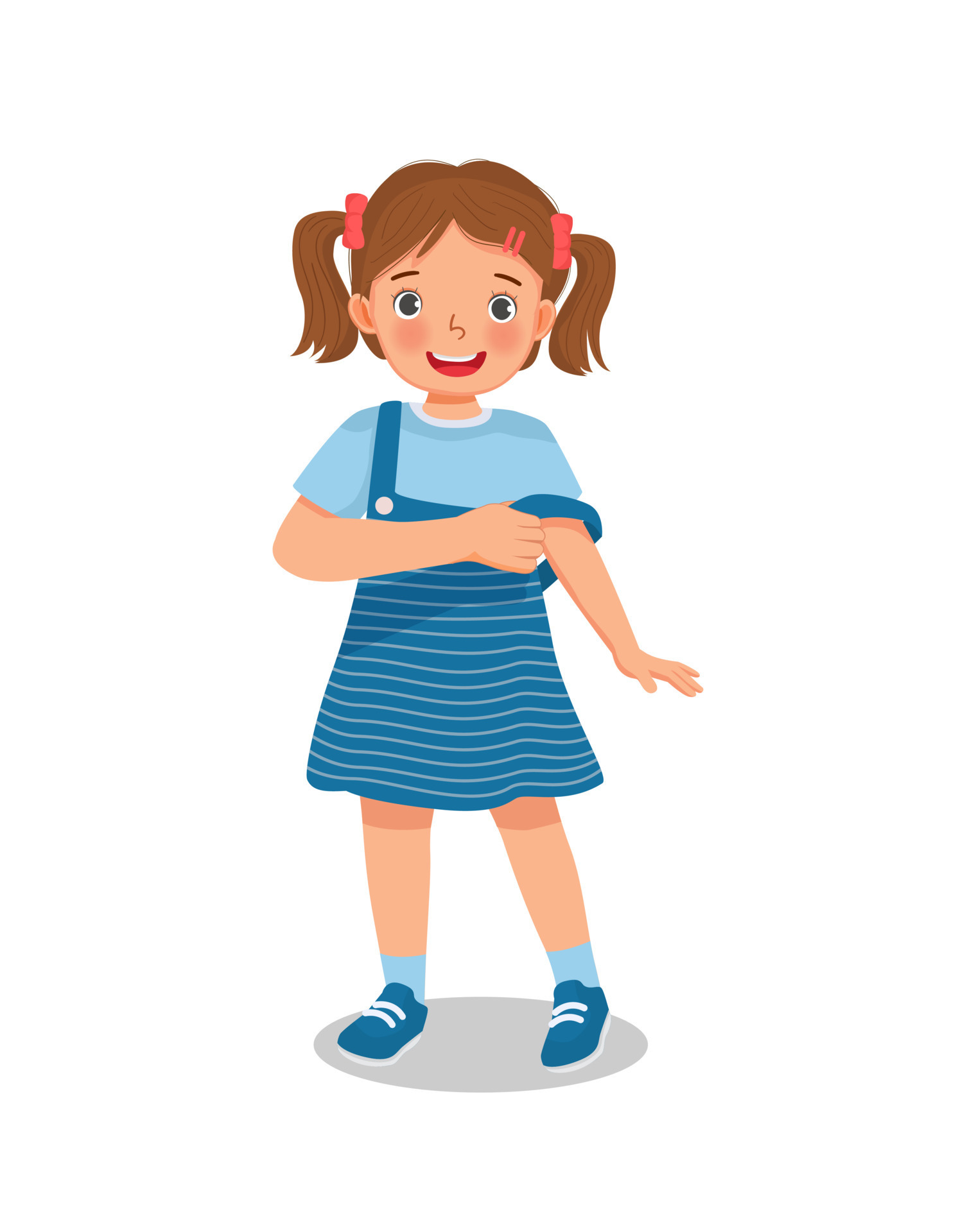 Cute little girl wearing clothes get dressed daily routine activity Cute little girl wearing clothes get dressed daily routine activity