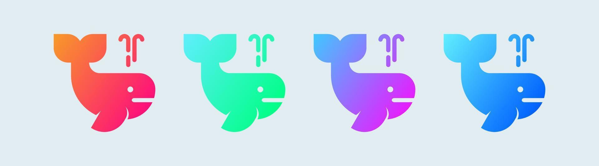 Whale solid icon in gradient colors. Ocean wildlife signs vector illustration.