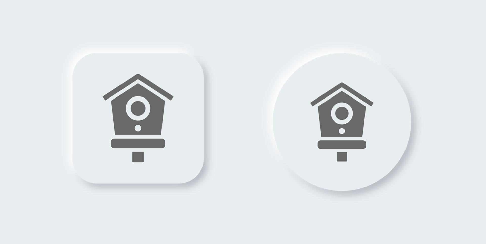 Bird house solid icon in neomorphic design style. Birdhouse signs vector illustration.