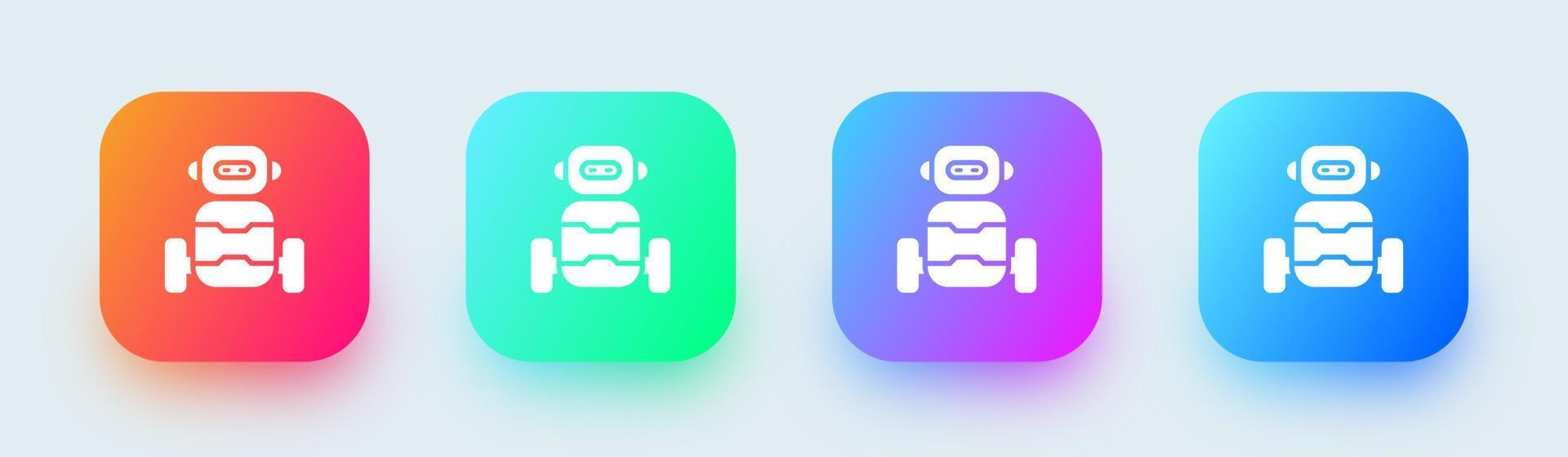 Robot solid icon in square gradient colors. Artificial intelligence signs vector illustration.