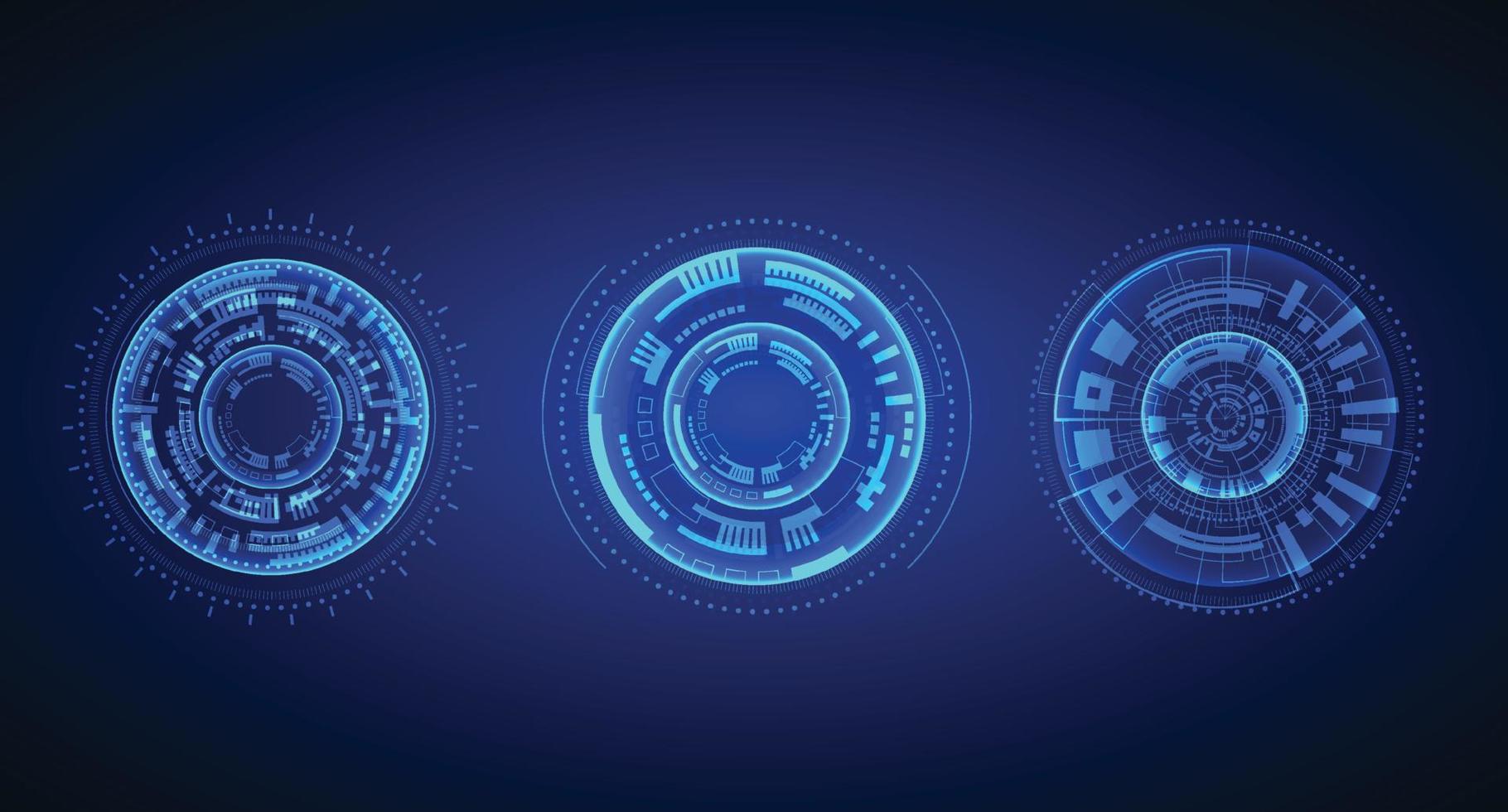 Collection futuristic technology circle shapes HUD elements for Graphic Motion. Vector illustration