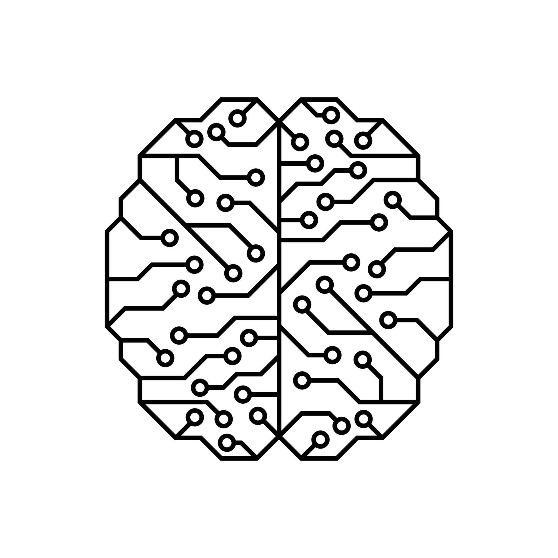 Artificial Intelligence brain icon. Digital electronic data transfer