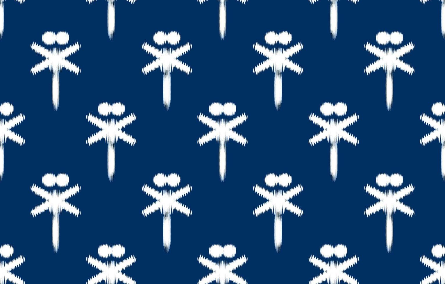 pattern ethnic ikat white and blue ikat ethnic design background. Seamless ikat dragonfly pattern in tribal, folk embroidery abstract art. art ornament print.Design for carpet, wallpaper. vector