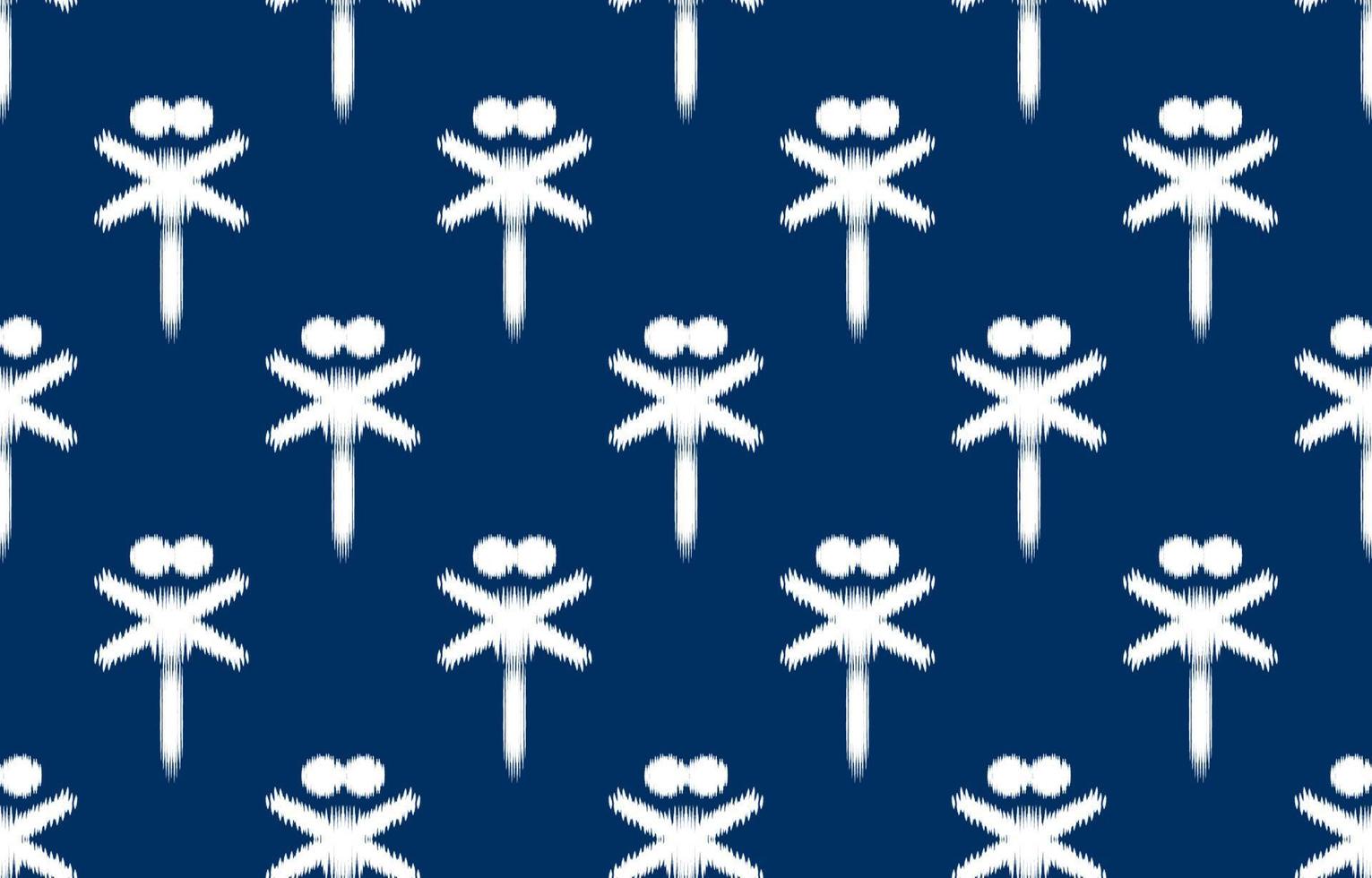 pattern ethnic ikat white and blue ikat ethnic design background. Seamless ikat dragonfly pattern in tribal, folk embroidery abstract art. art ornament print.Design for carpet, wallpaper. vector