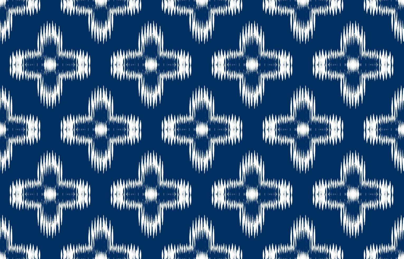 fondo de diseño étnico ikat blanco y azul. patrón floral ikat sin costuras en el arte abstracto de bordado tribal y folclórico. estampado de adornos de arte.diseño para alfombras, papel tapiz, ropa, envoltura, moda de tela vector