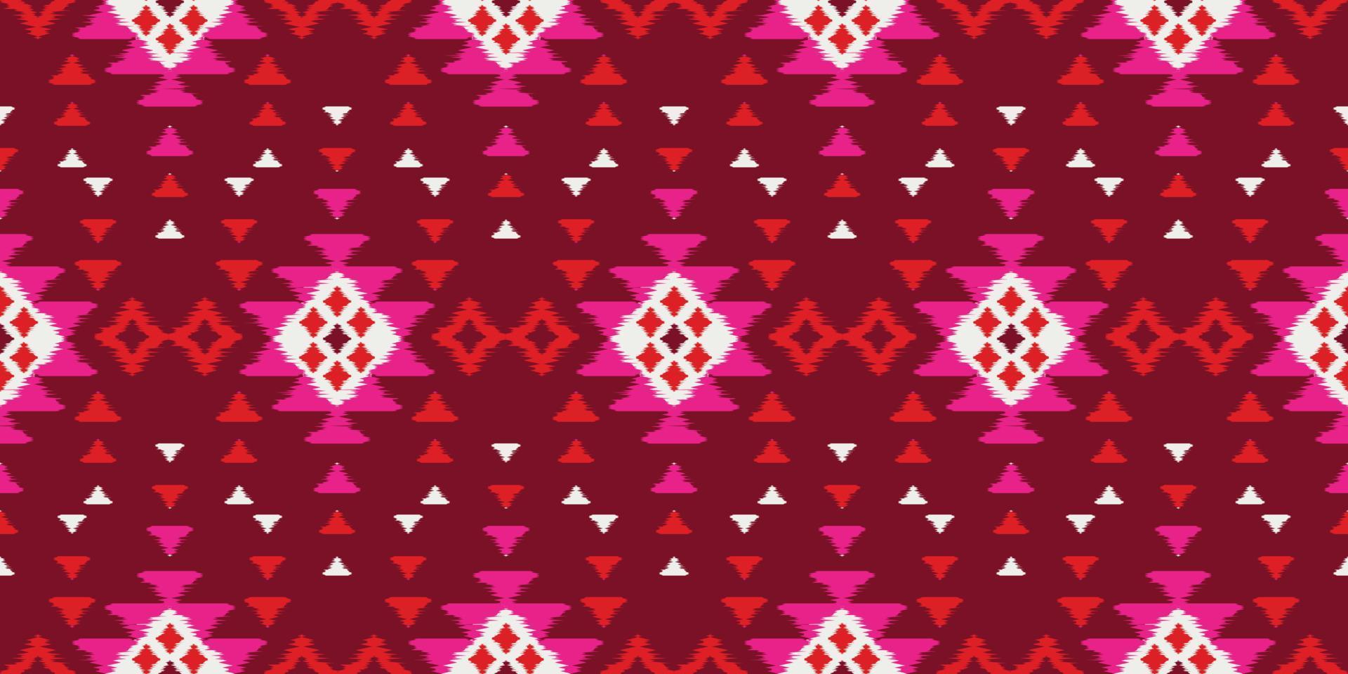 Ethnic abstract red pink. Seamless geometric pattern in tribal, folk embroidery, Aztec geometric art ornament print. Design for carpet, wallpaper, clothing, wrapping, fabric, cover. vector