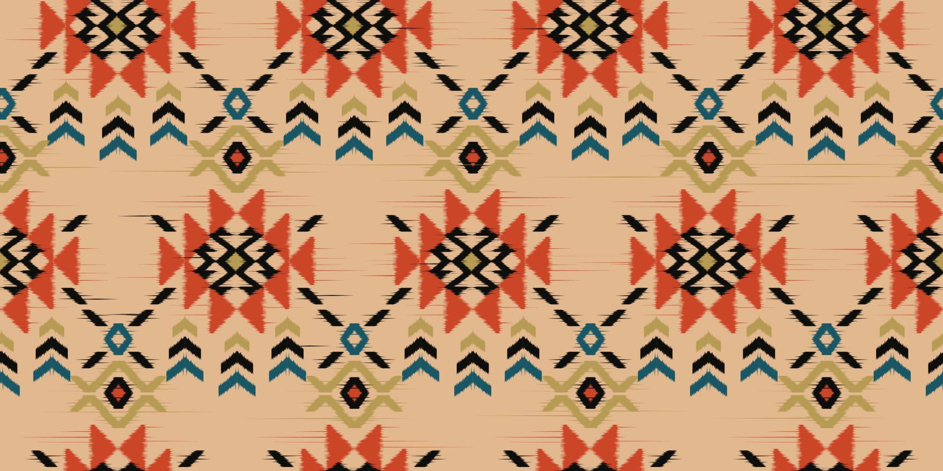 arte abstracto étnico ikat. patrón impecable en estilo tribal, bordado folclórico y mexicano. estampado de adornos de arte geométrico azteca.diseño para alfombras, papel pintado, ropa, envoltura, tela, cubierta, textil vector